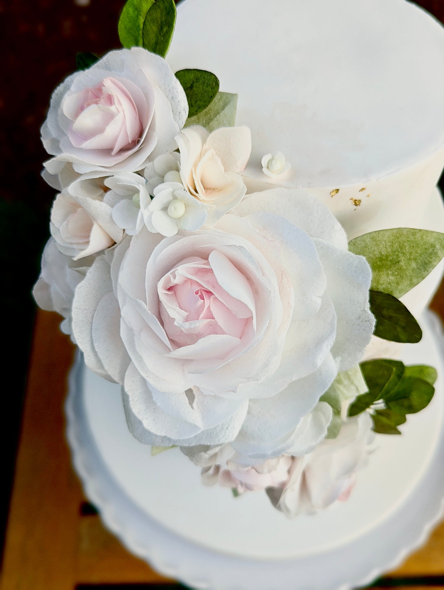 peonies and roses on a wedding cake in halifax, nova scotia, simple wedding cake
